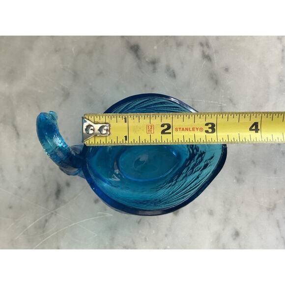 Vintage Swan L E Smith Glass Turquoise Blue Trinket Dish Nautical Beach Decor - Picture 8 of 16